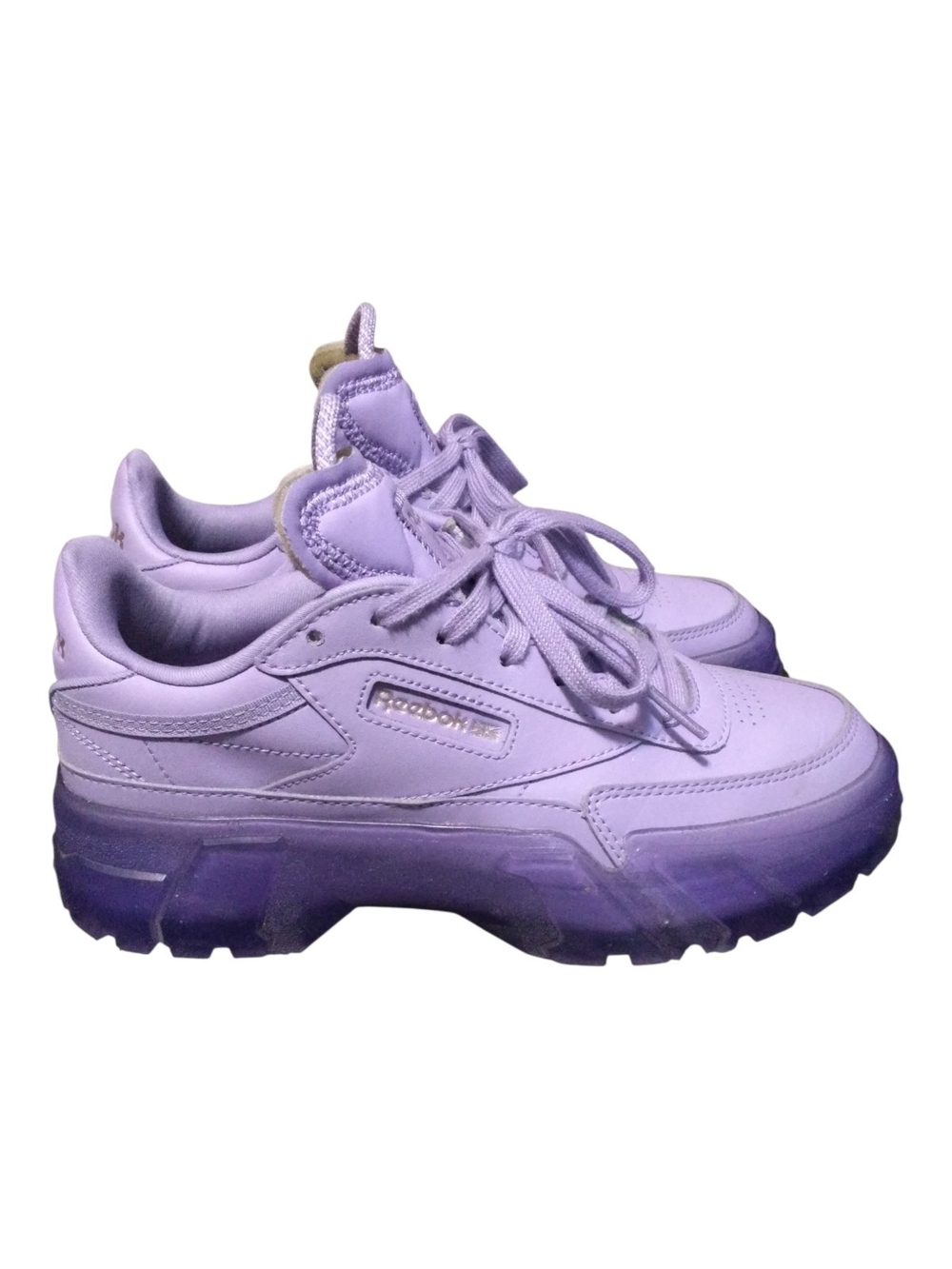 Club C Cardi B Reebok Lilac Platform Sneakers Size 7.5